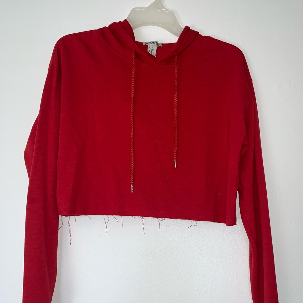 Forever 21 Cropped Red Hoodie
